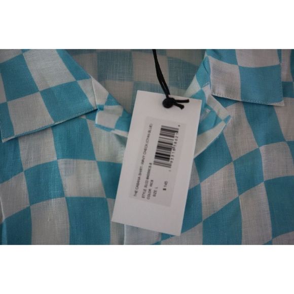 Bloomie's x Solid & Striped Men Sz L Cyan Blue Wavy Check Shirt/Shorts Set $220 - Picture 6 of 16
